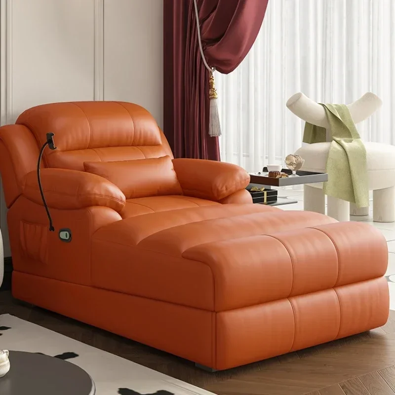 

Electric sofa bed Lazy concubine recliner Napa leather home living room massage single sofa