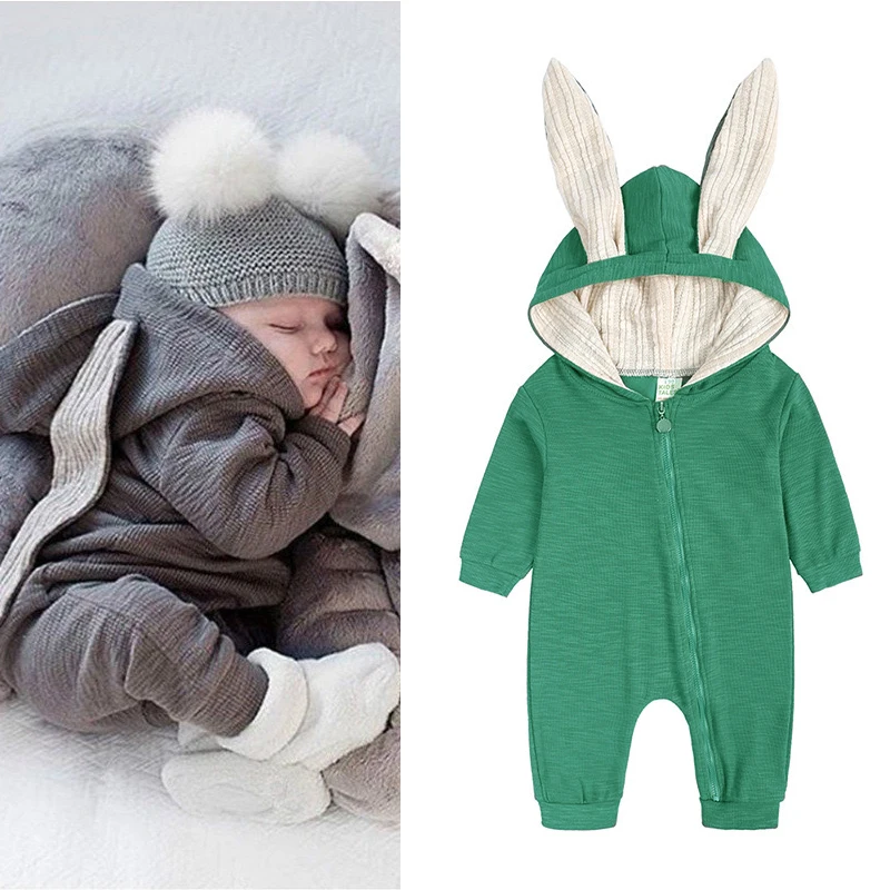 

Fashion Spring Baby One-piece Clothes Rabbit Cotton Long Sleeve Baby Boy Girl Outfit Casual Infant Jumpsuits