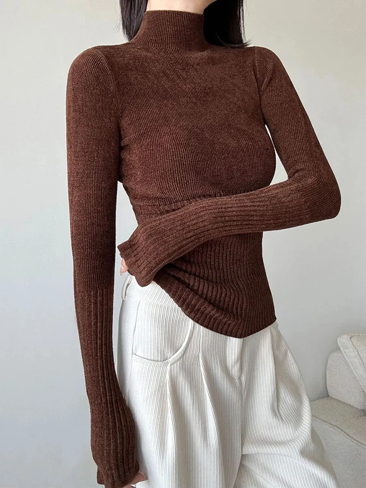 Slim Turtleneck Knit Sweater Women Fall Winter Long Sleeve Vintage Bottoming Pullovers Female Elegant Casual Harajuku Jumpers