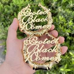 Wholesale 30mm-100mm Custom Bamboo Earrings Customize Three Name Earrings Earrings Women Stainless Steel Custom Big Earring