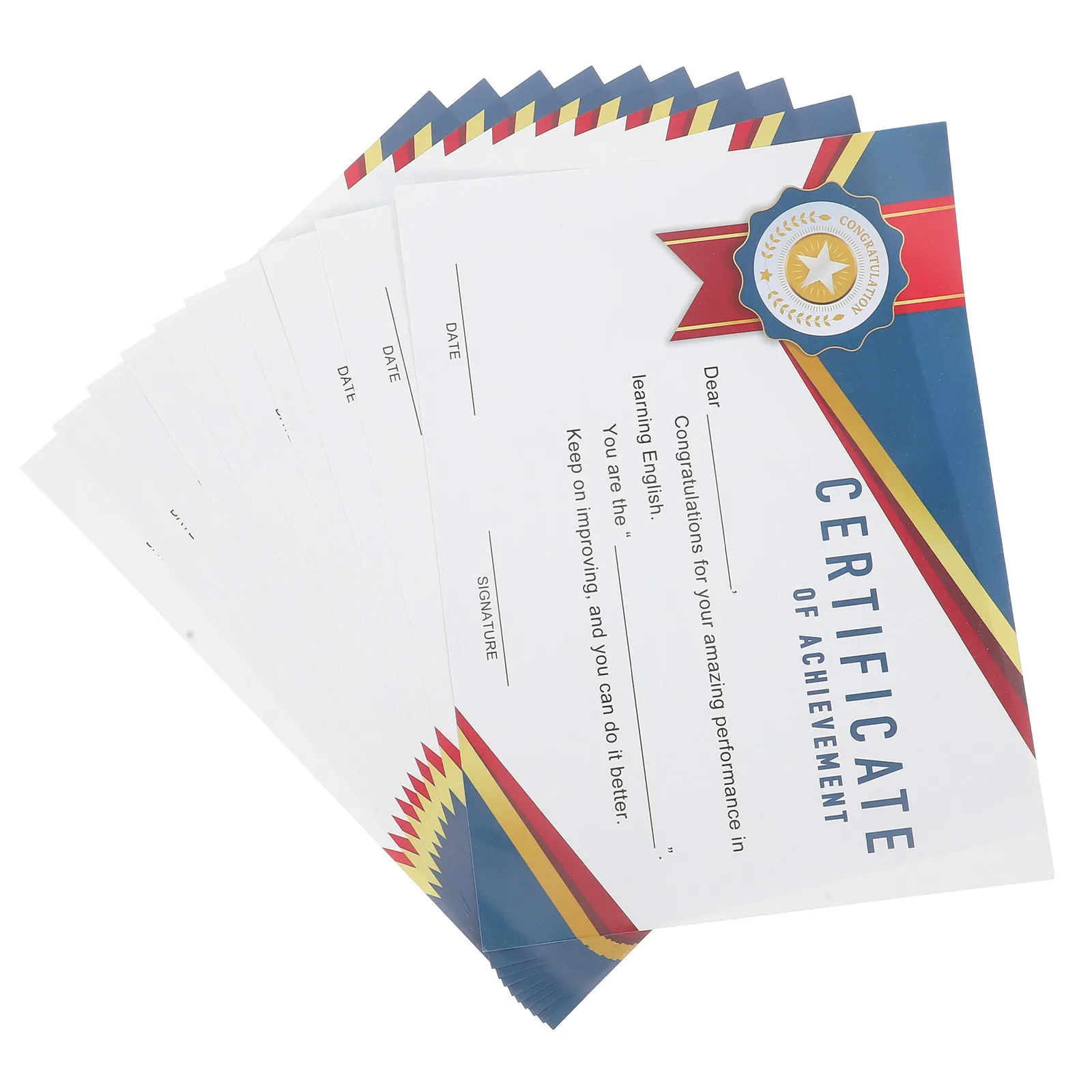 

10 листов наградных сертификатов для студентов, цветная печать на английском языке, плотная мелованная бумага, диплом, признание за получение образования, школа