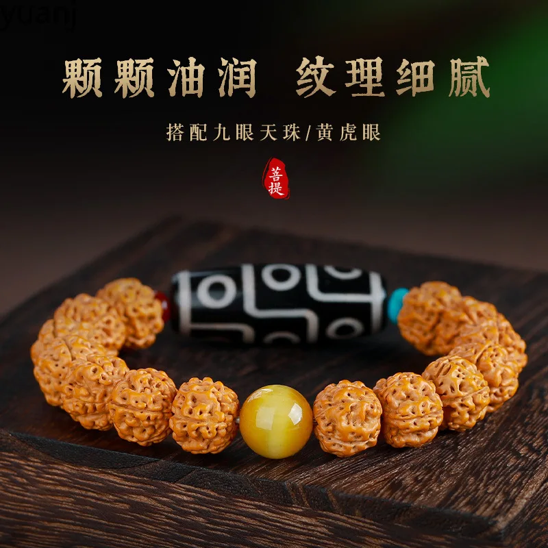 

King Bodhi Nine-Eyed Dzi Bracelet Natural Tiger Eye Stone Fortune Bead Style