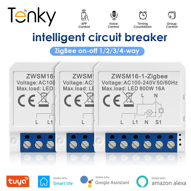 

Умный выключатель Tuya ZigBee, "сделай сам", с 1/2/3/4 клавишами, 2-стороннее управление, для выключателя, с дистанционным управлением, работает с Alexa Google Home