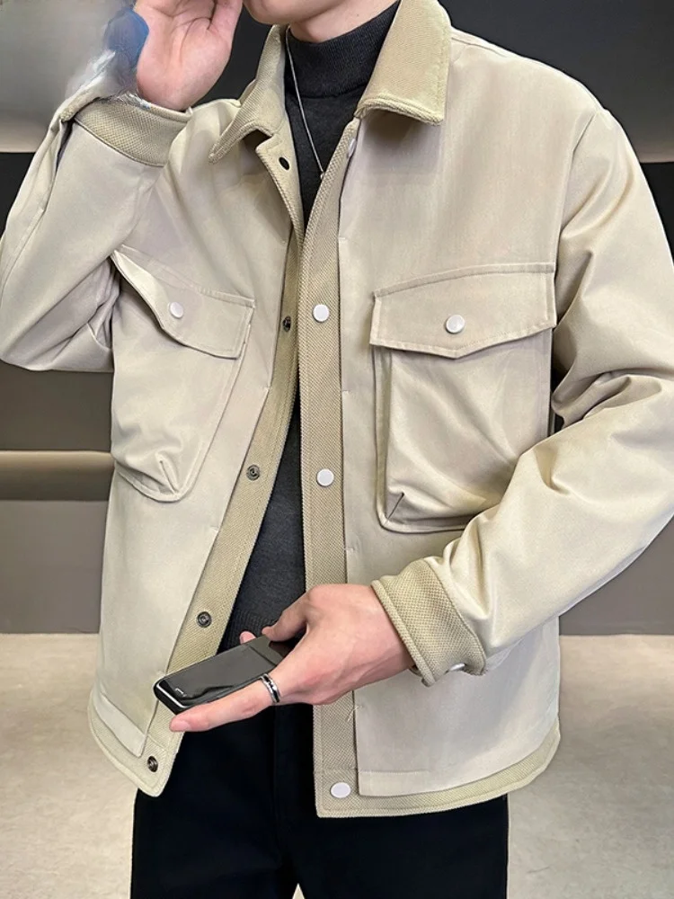 

Paul Men's Jaet 2025 New Faion Slim Fit Hong Kong Sle Collar Coat Spring Autumn Men's Clothing Jaet M Outerwear