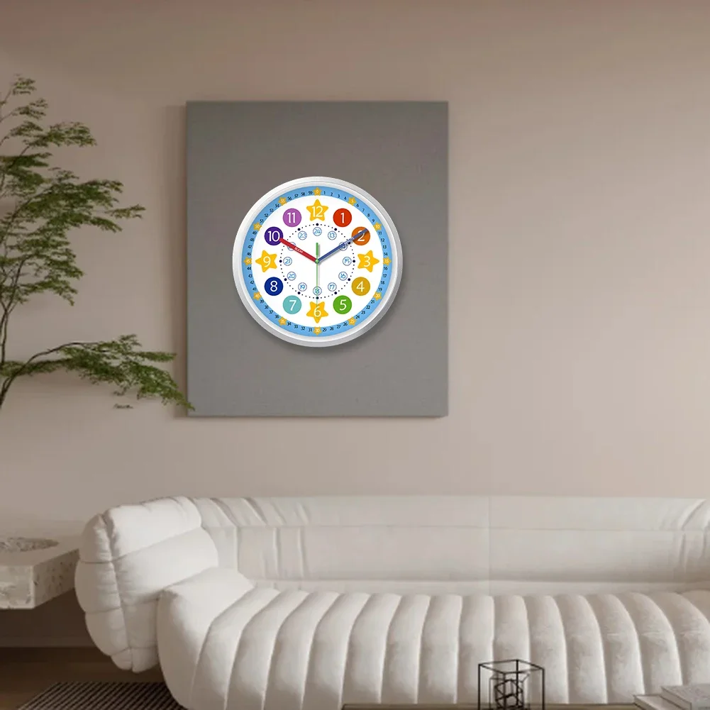 Children's Silent For Rainbow Wall Clock: Perfect For Home And Study Spaces Wall Clock Non Ticking Clock With Night Light