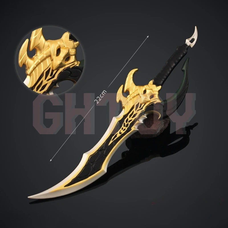อาวุธอนิเมะแบบปรับระดับได้ขนาด 22 ซม./8.66 นิ้ว ของเล่นสะสม โมเดลอาวุธฟันยาว อุปกรณ์ตกแต่งบ้าน