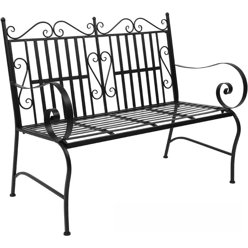 Stylish Wrought Iron Sofa Double Chair Modern Minimalist Park Bench Garden balcony Outdoor Courtyard Terrace Deck Chair