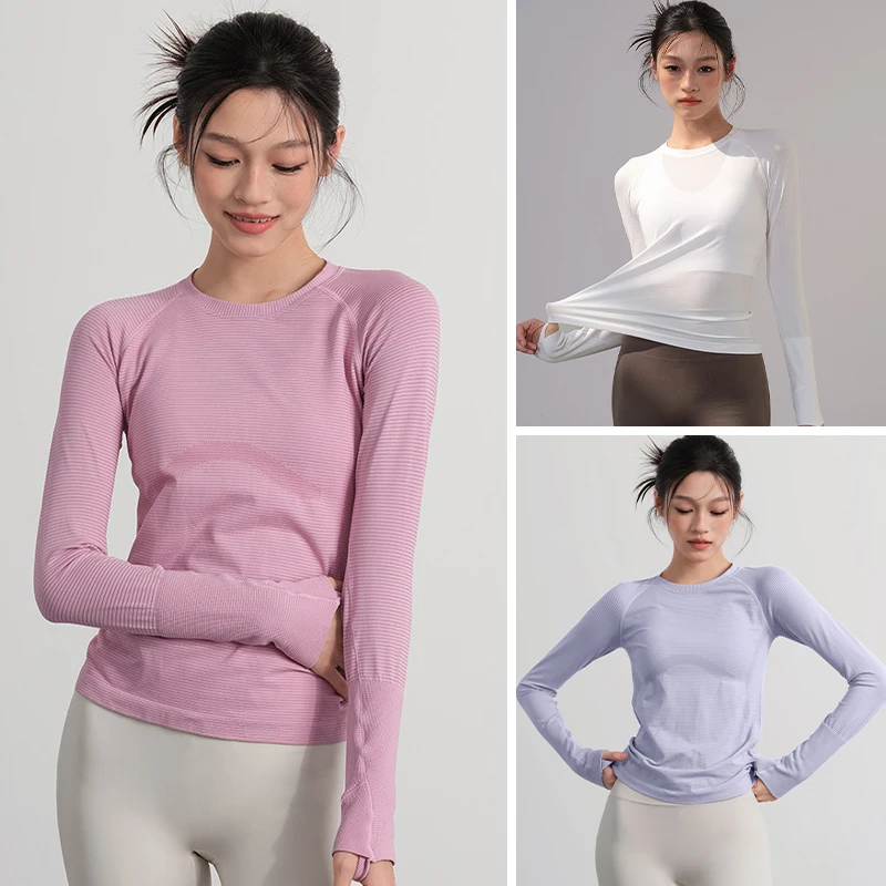 Ultra-Lightweight Seamless Yoga Top with Thumb Holes - Quick-Dry, Moisture-Wicking, No Chafing, Ideal for Any Workout!