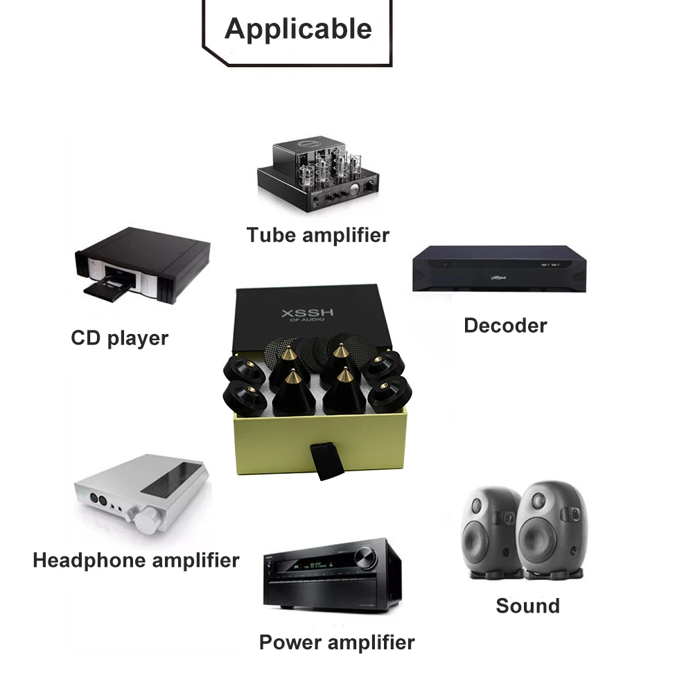 Home Theatre System XSSH Audio audiofilska podkładka do tłumienia wstrząsów wzmacniacz CD aluminiowa stopka metalowa stopka