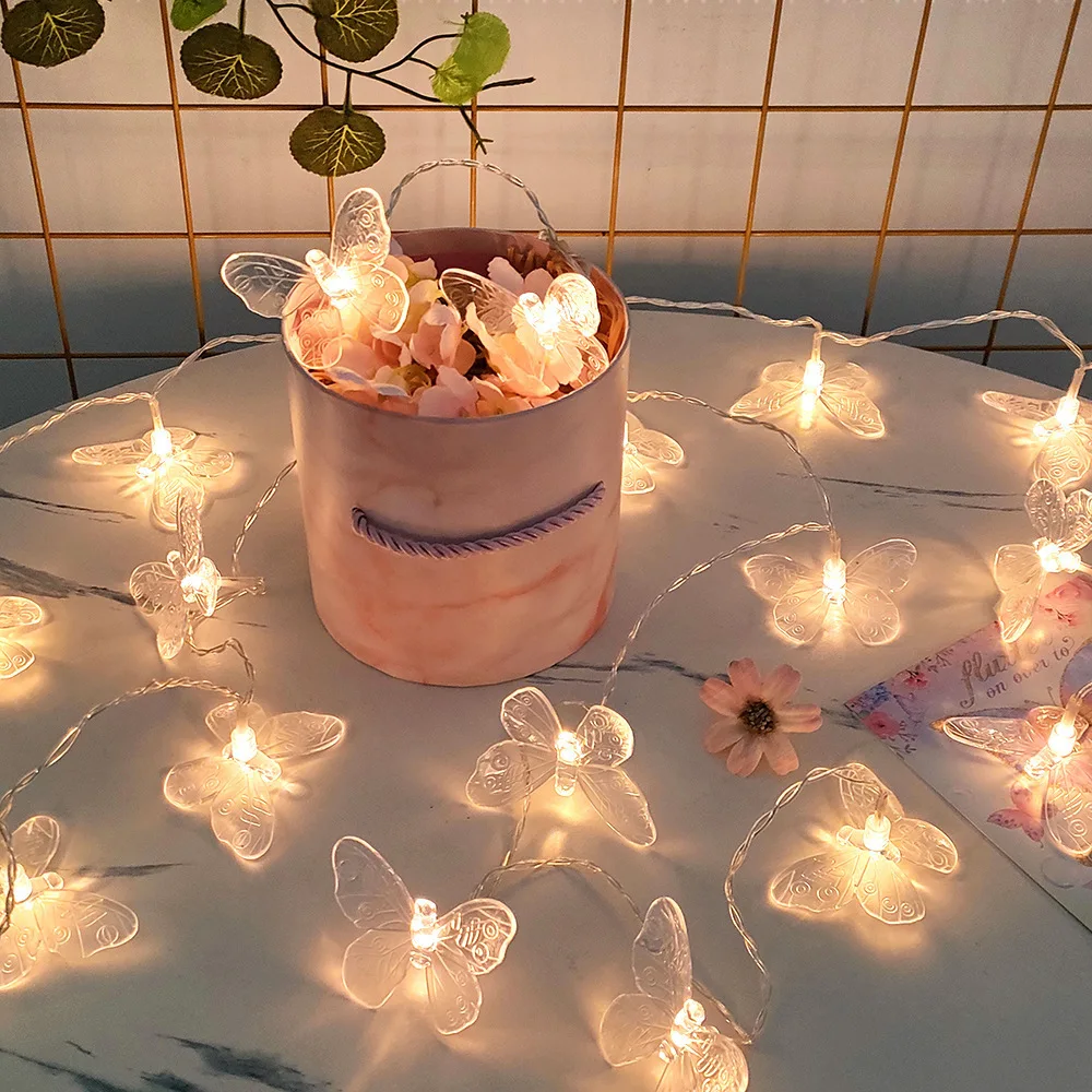 2026 Indoor Schmetterlings-Lichterkette 40 LEDs Feenhafte Nachtlampe Raumgirlande Vorhang Mädchen Geburtstag Hochzeit Party Dekorationsbeleuchtung – Detail 5