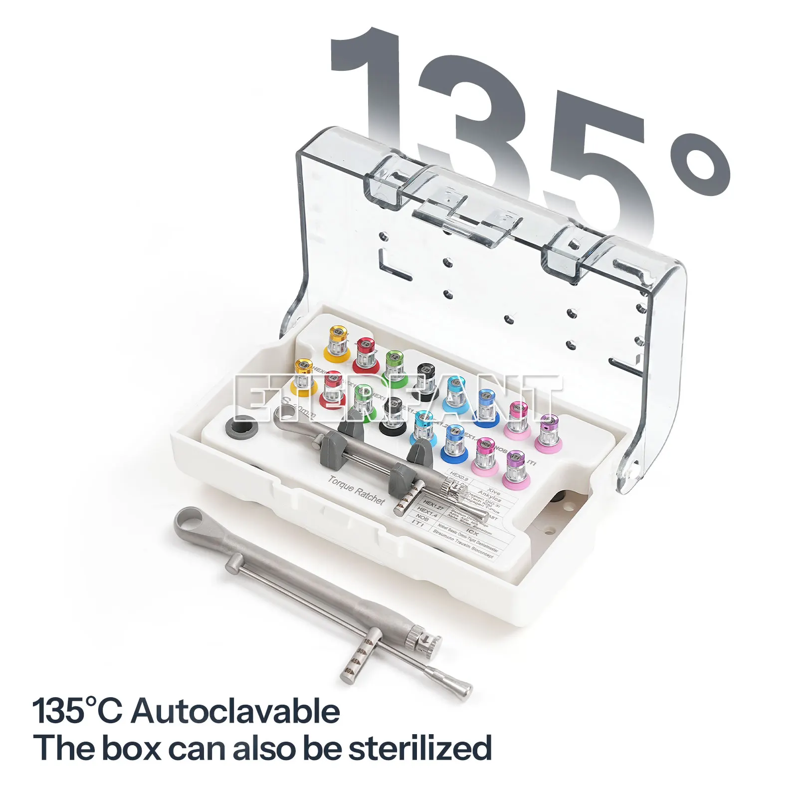 

ETERFANT Professional Dental Implant Surgical Kit - Complete Set with Torque Ratchet and Universal Drivers HEX0.9-ITI