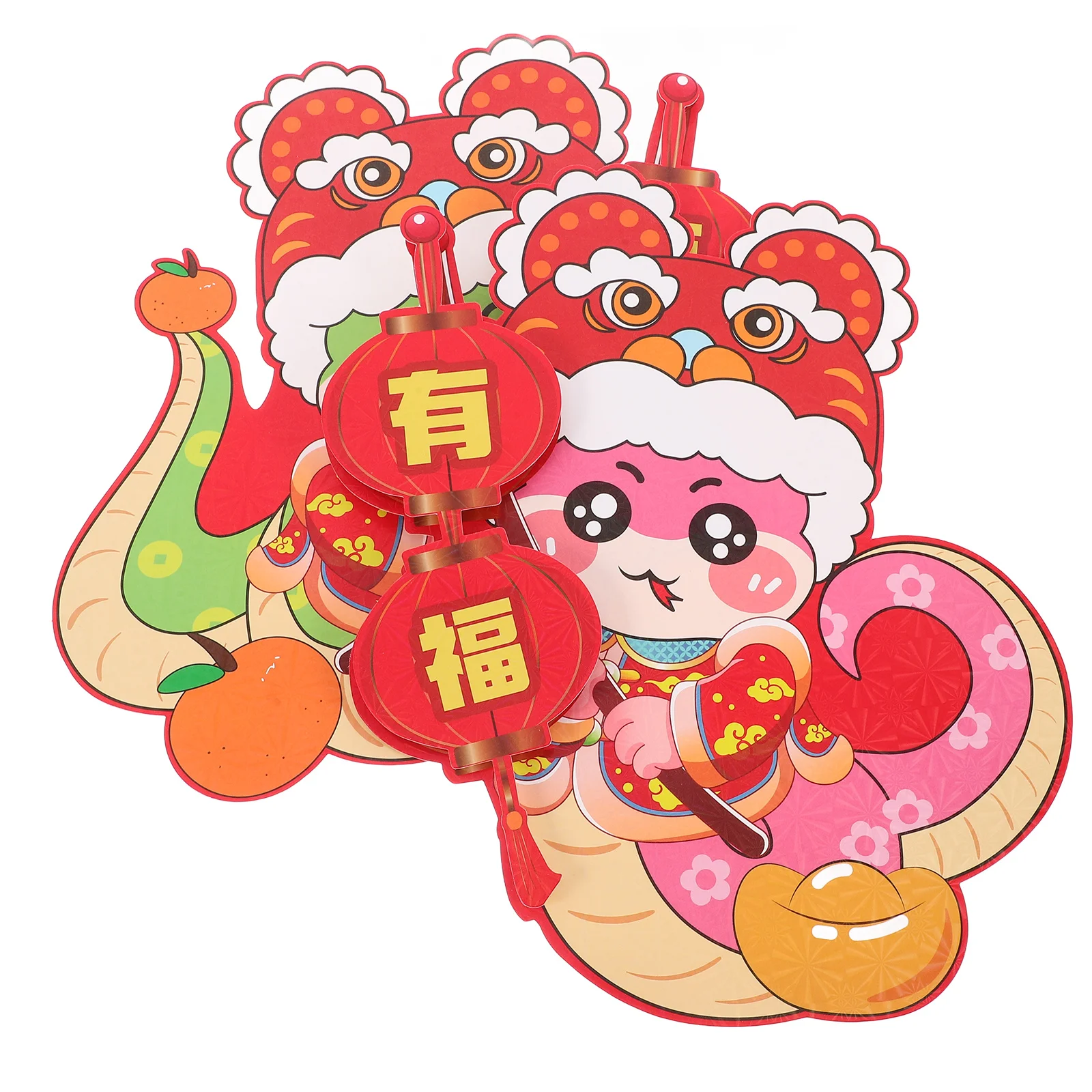 2Pcs Door Wall Stickers for Chinese New Year 2025 Year of The Snake Festive Home Decor with Vivid Cartoon Design Easy to Apply