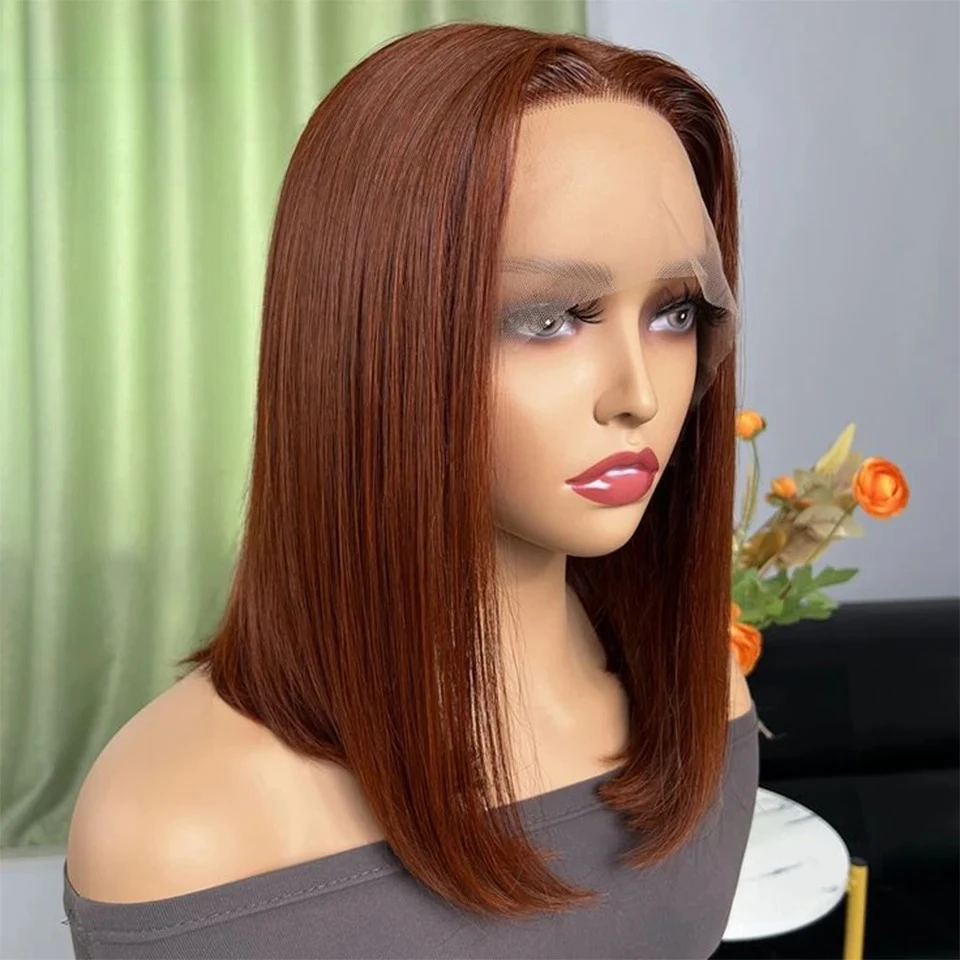 

Дебютный цветной вариант # Короткий прямой парик-боб 33 Brown10" с центральным пробором, на кружевной основе, 100% натуральные человеческие волосы, для женщин, бразильские волосы Remy, без клея.