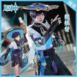 Game Genshin Impact Wanderer Cosplay Costume Scaramouche Balladeer Premium Edition Wanderer Cosplay Wig Hat Outfits