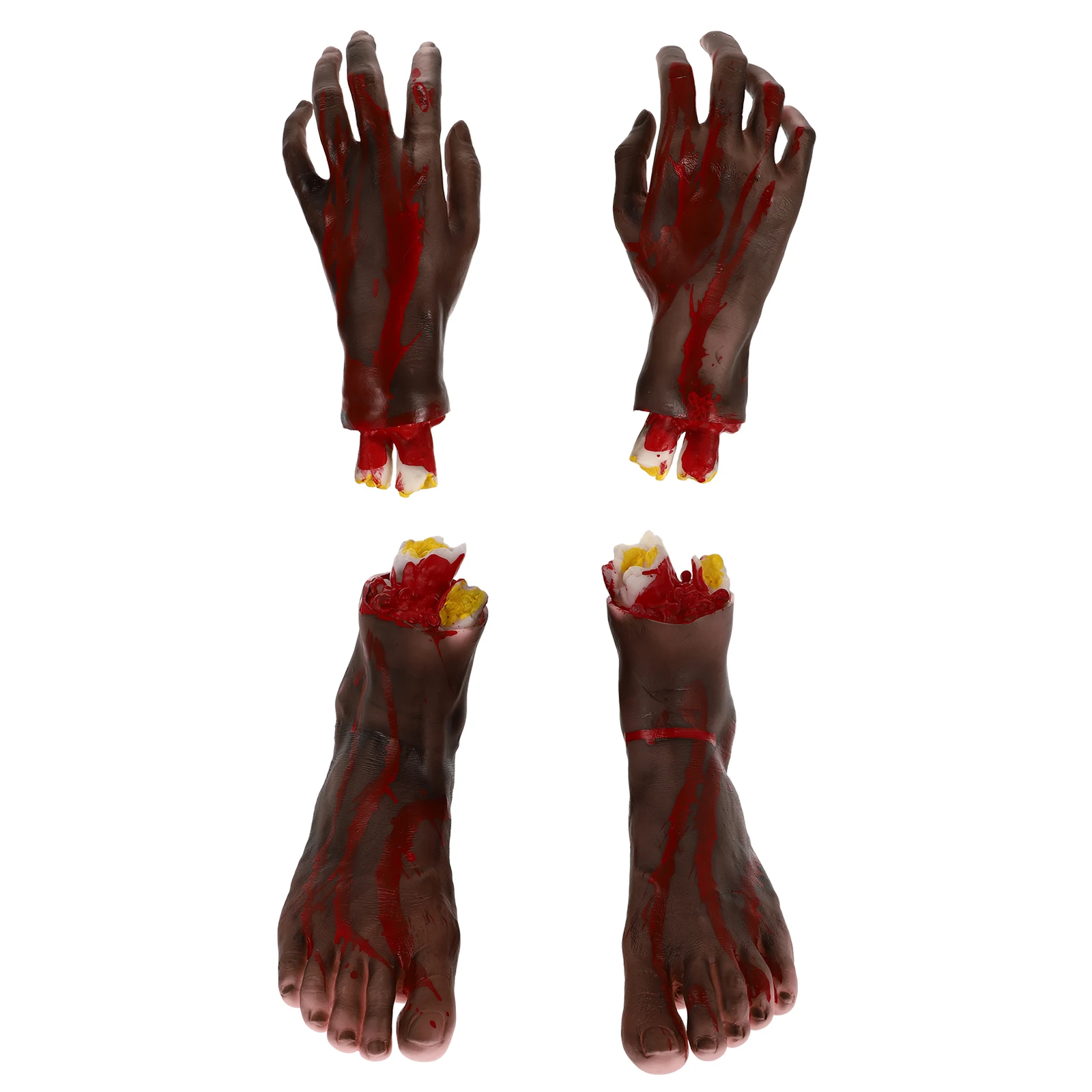 

4pcs Fake Limbs Props Decorations Creepy Hands Realistic Design Halloween Stage Masquerade Carnival Scary Toys