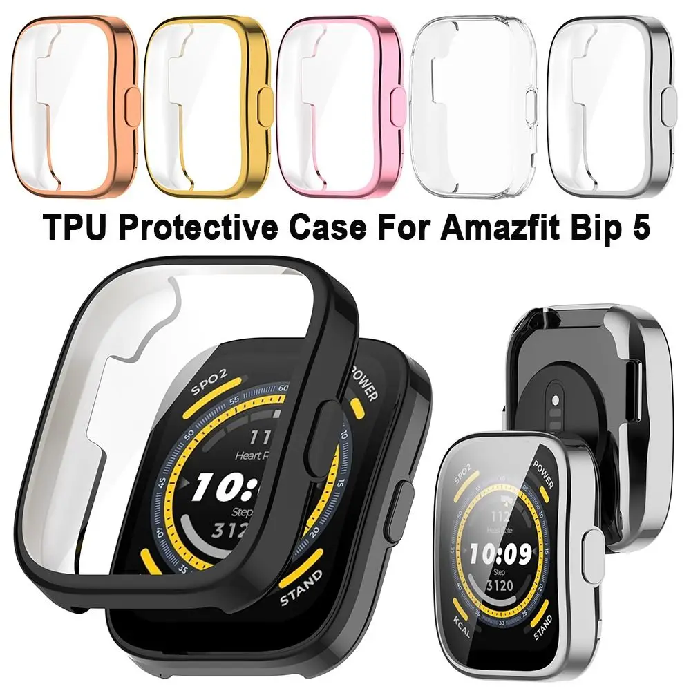 Full Cover TPU Case New Bumper Smart Protective Shell Soft Accessories Screen Protector for Amazfit Bip 5