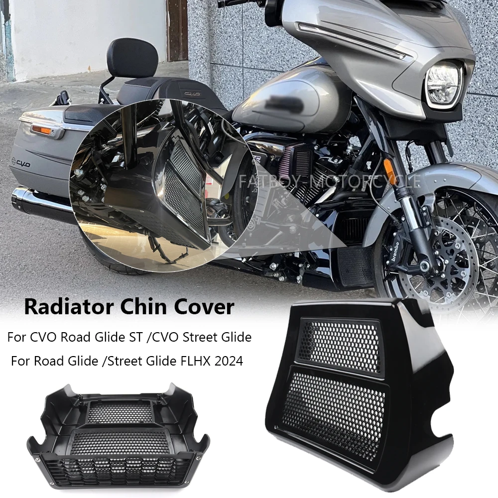 

2023 2024 For Harley CVO Street Glide CVO Road Glide ST FLTRX FLHX Motorcycle Radiator Chin Cover Fairing Spoilers Black