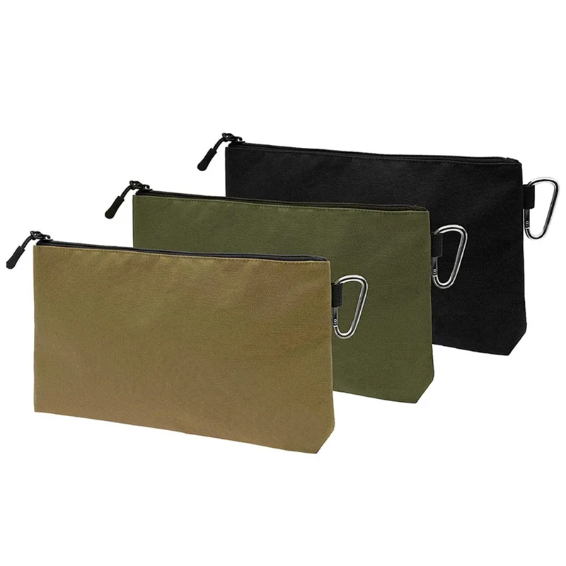 A19E-3Pcs حقيبة أدوات بسحاب، مجلدات الملفات، أكياس أدوات تنظيم التخزين متعددة الأغراض مع سحاب للملحقات والقرطاسية