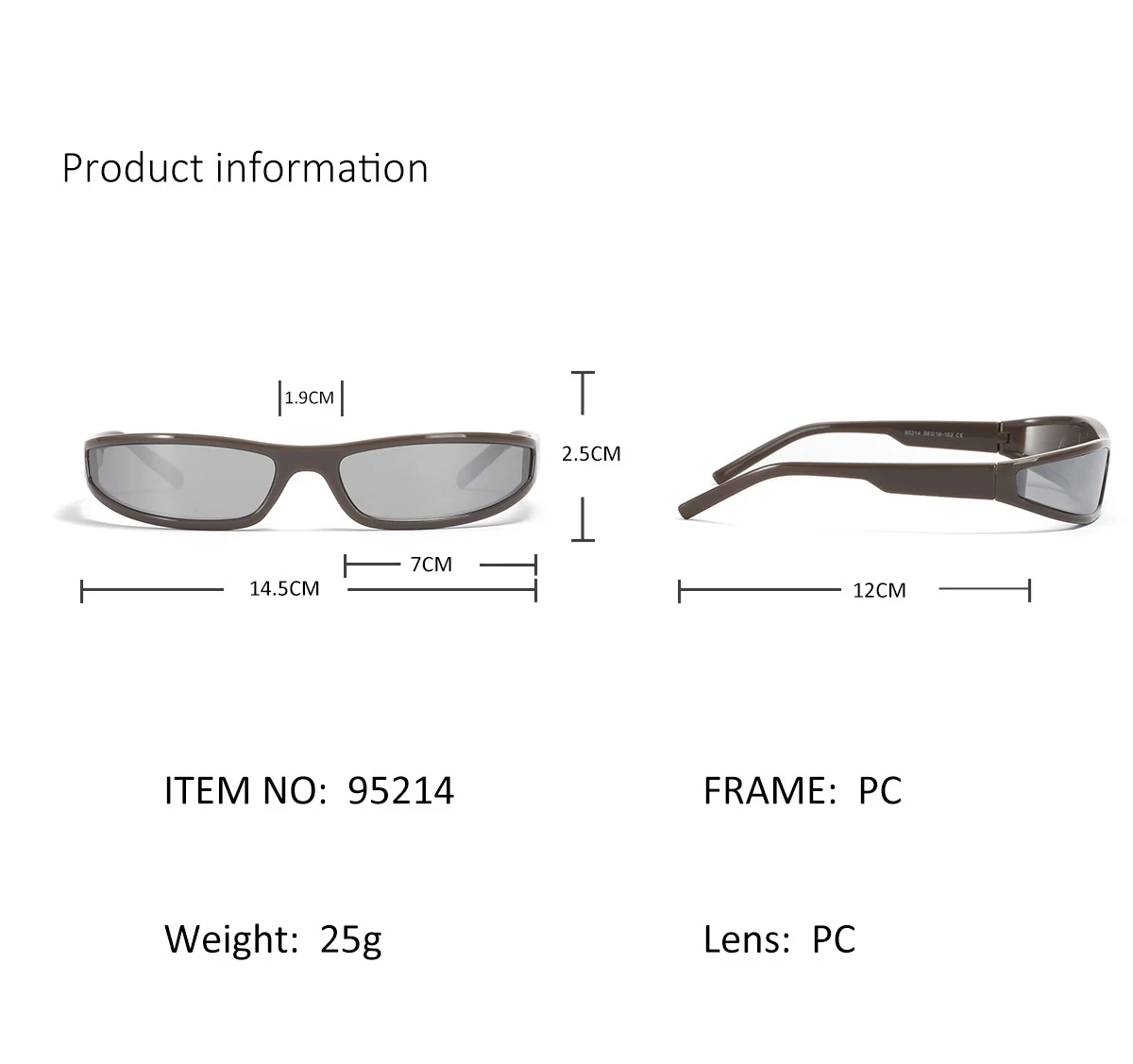 Narrow Rectangle Y2K Sunglasses 2025 Luxury Brand Punk Wrap Arou7.85