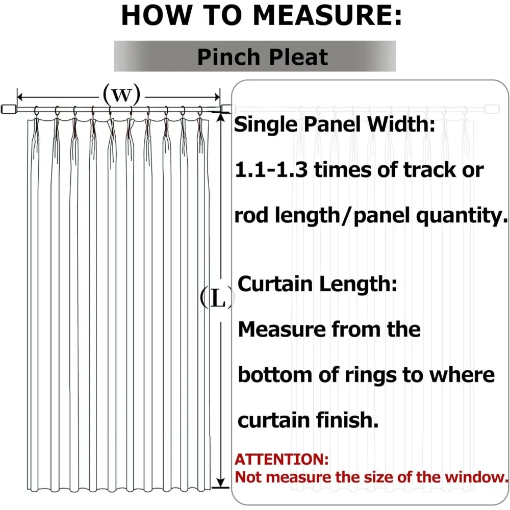 Rideaux occultants extra longs de 20 pieds avec embrasses, polyester isolé thermique pour fenêtres hautes, conception à plis pincés