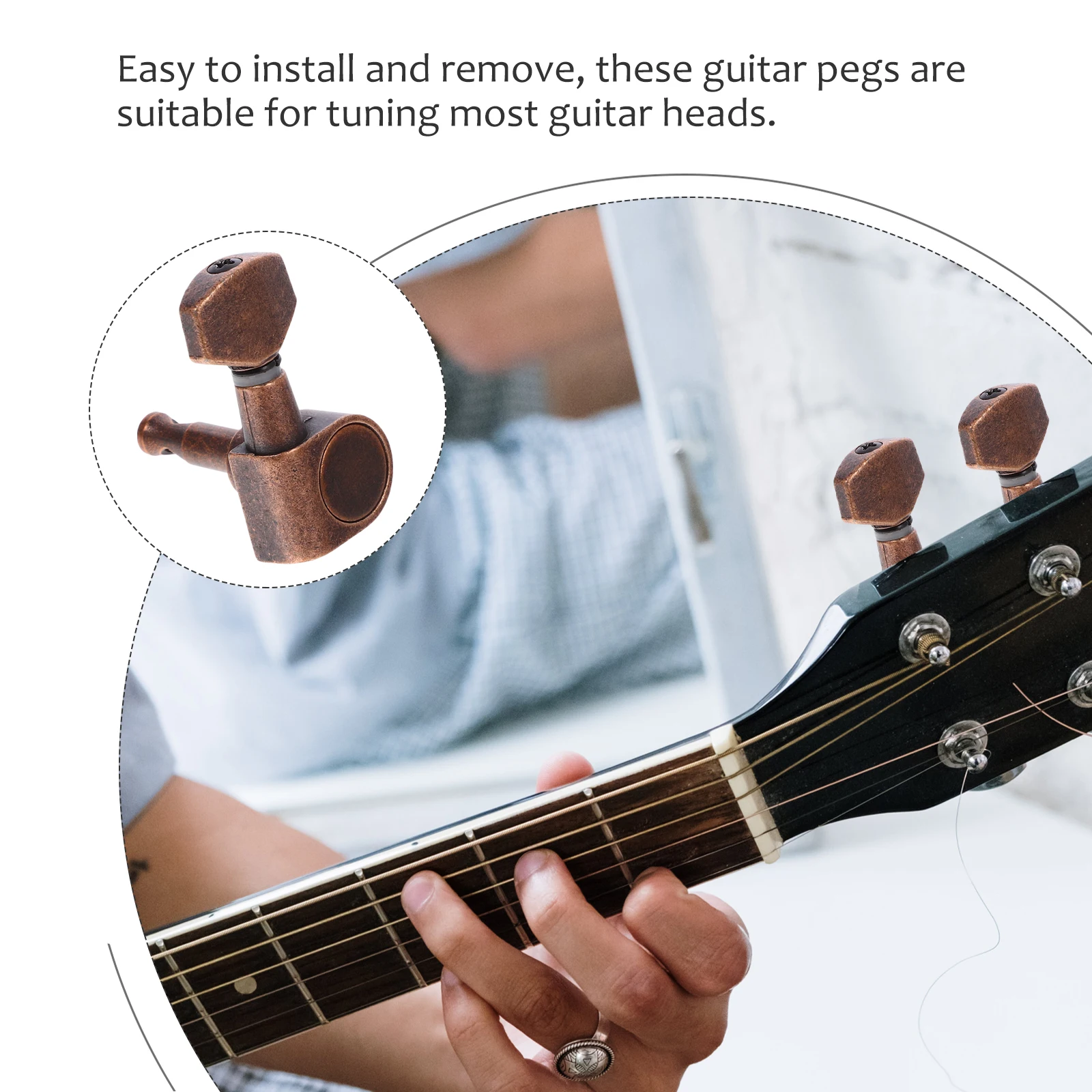 

6 Retro Style Guitar Tuner Knobs Electric Acoustic Machine Heads Sealed Tuners Pegs 6 Ferrules Bushings Screws