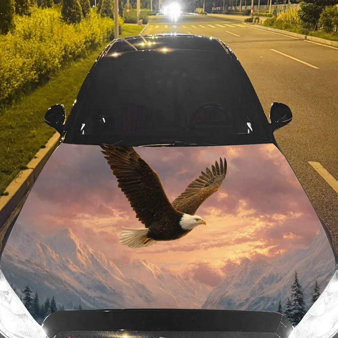 

Majestic Eagle in Sky Car Hood Stickers - Self-Adhesive, Waterproof and Durable Vinyl Wrap, Decorate And Protect Your Car, Fit F