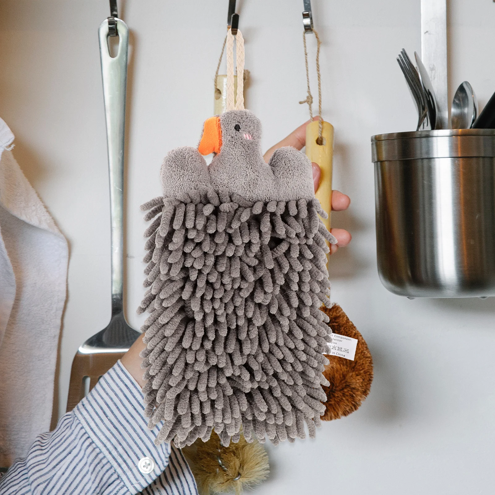 Toalha de mão absorvente de chenille suspensa, secagem para banheiro, cozinha, escritório, toalhas de mão multiuso