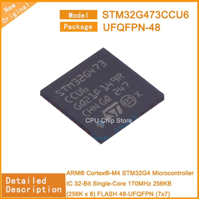 

5Pcs/Lot New Original STM32G473CCU6 STM32G473 Microcontroller IC 32-Bit Single-Core 170MHz 256KB (256K x 8) FLASH 48-UFQFPN