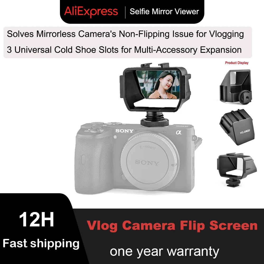 Selfie Mirror Viewer for Vlogging Sony A6000/A6300/A6500/A72/A73 Nikon Z6/Z7 Mirroless Cameras Accesorios for Photography