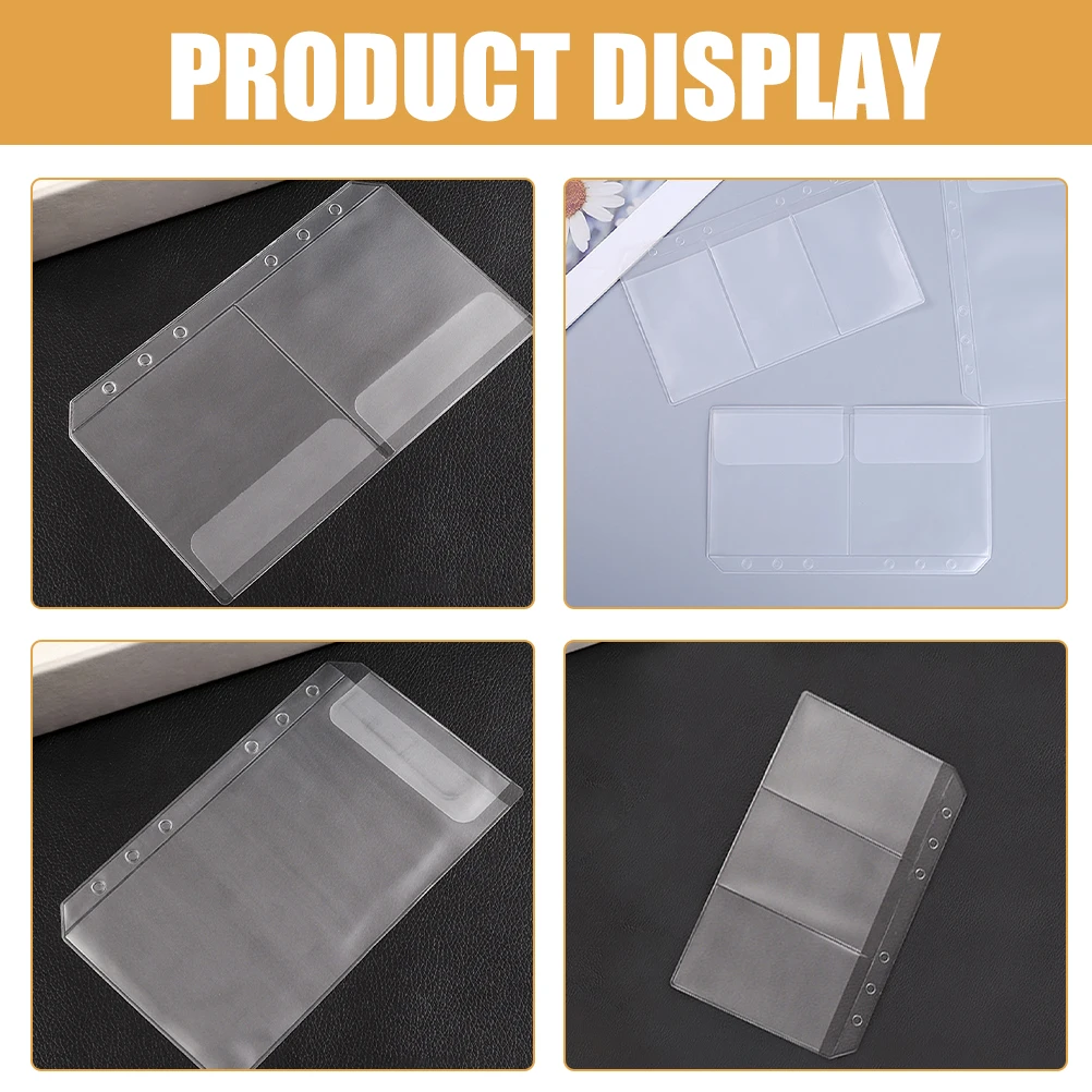 12 Pcs A6 PVC Storage Bags Clear Binder Pockets Loose Leaf Ticket Card Organizer Notebook Folder Reusable Pouches Business Card