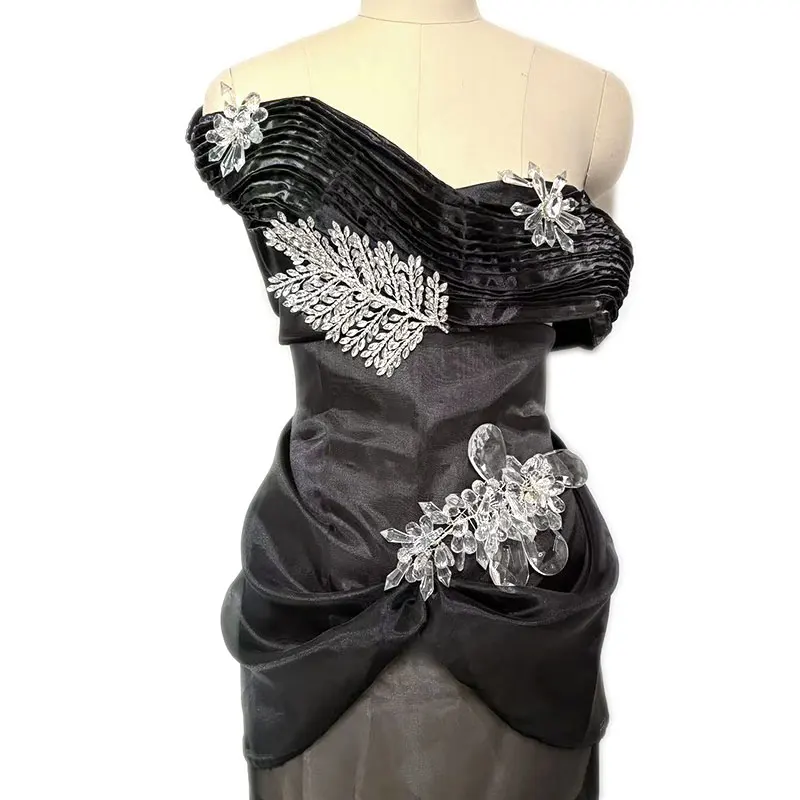 

3D Wire Flower Bridal Rhinestone Wedding Applique for clothing accessories Jewelry Bridal Accessorie Luxury Crystal