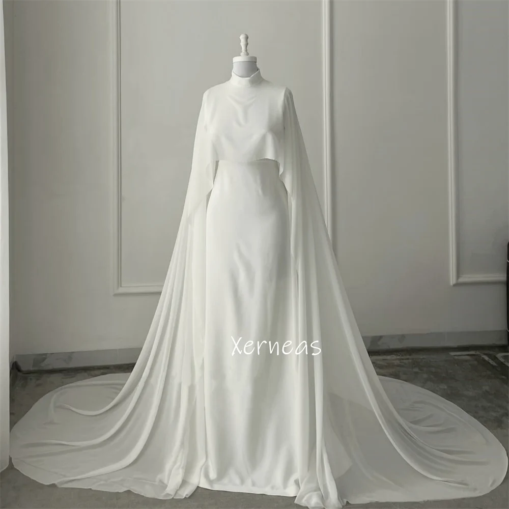 カスタマイズされたジャージ ハイカラー Aライン フロアレングス オーダーメイド オケージョン パーティードレス 結婚式 サイズあり エレガント フォーマル
