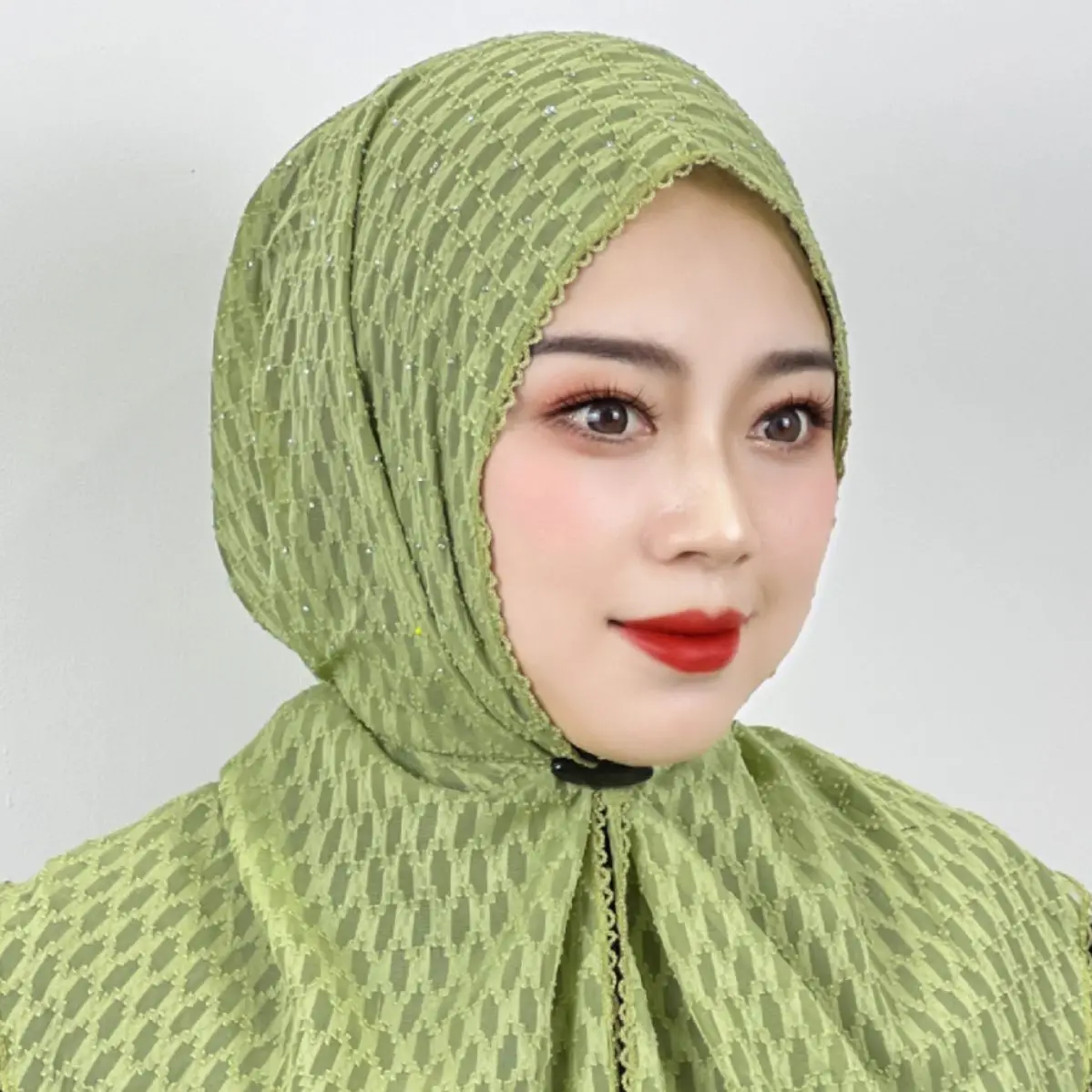 Multi-color Rhombus Pattern Headscarf Plain Color Convenient Women's Hat Triangular Headscarf