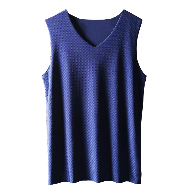 Chaleco de seda helada para hombre, camiseta interior ajustada de verano sin seguimiento, deportes juveniles, camiseta interior sin mangas, 5 uds.