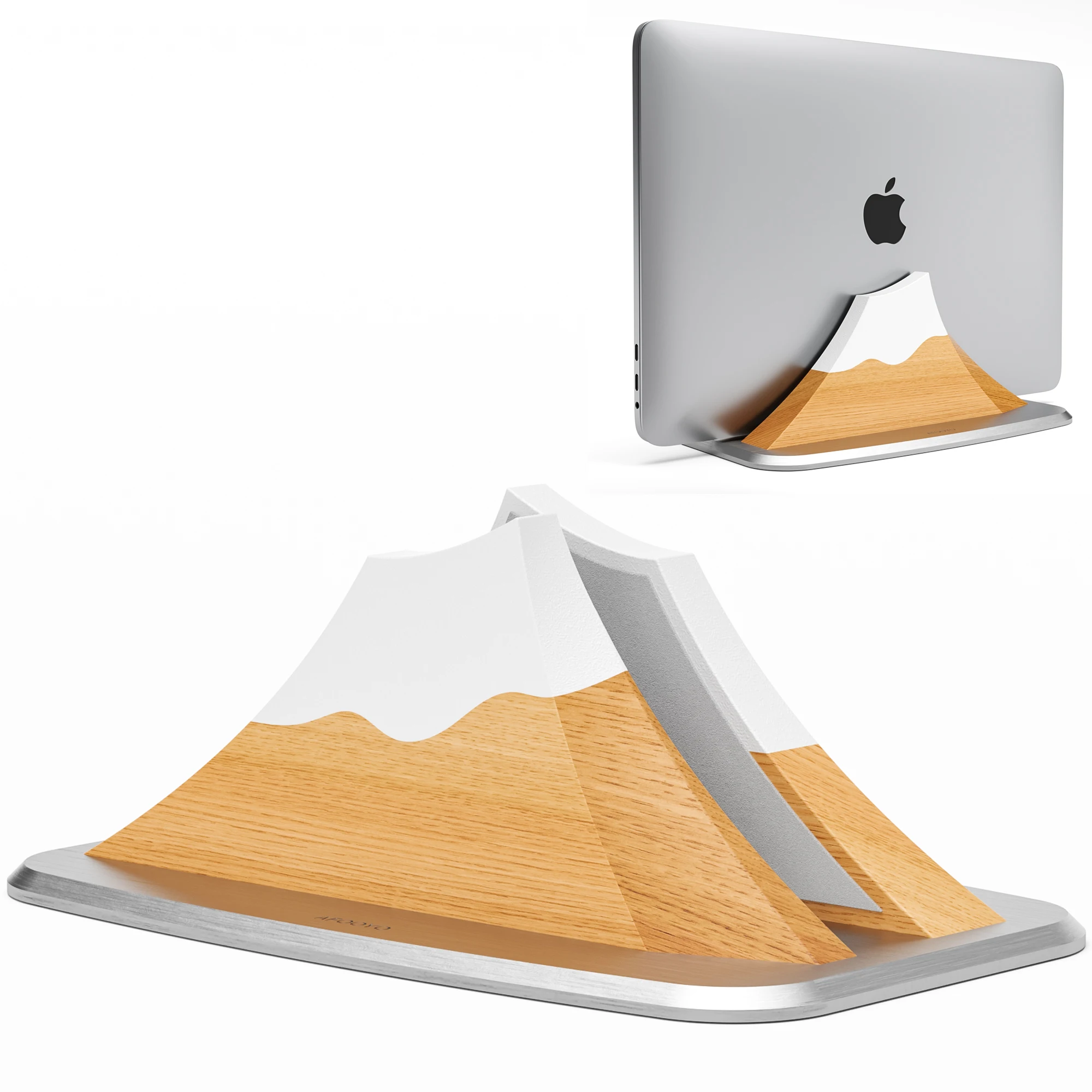 Vertical Laptop Stand - Snow Peak-Shaped Wooden Holder Dock Compatible with MacBook, Surface, Chromebook, Dell & More - Space-Sa