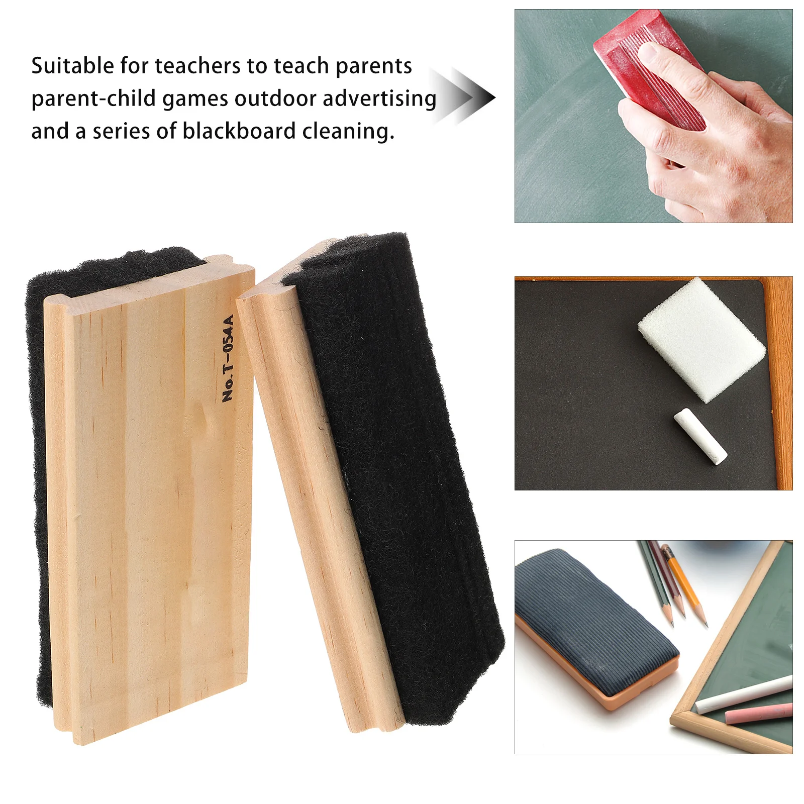2 قطعة ممحاة السبورة الخشبية الصوف ورأى الغبار مريحة الطباشير الجاف محو ماركر أداة المسح لمكتب المنزل