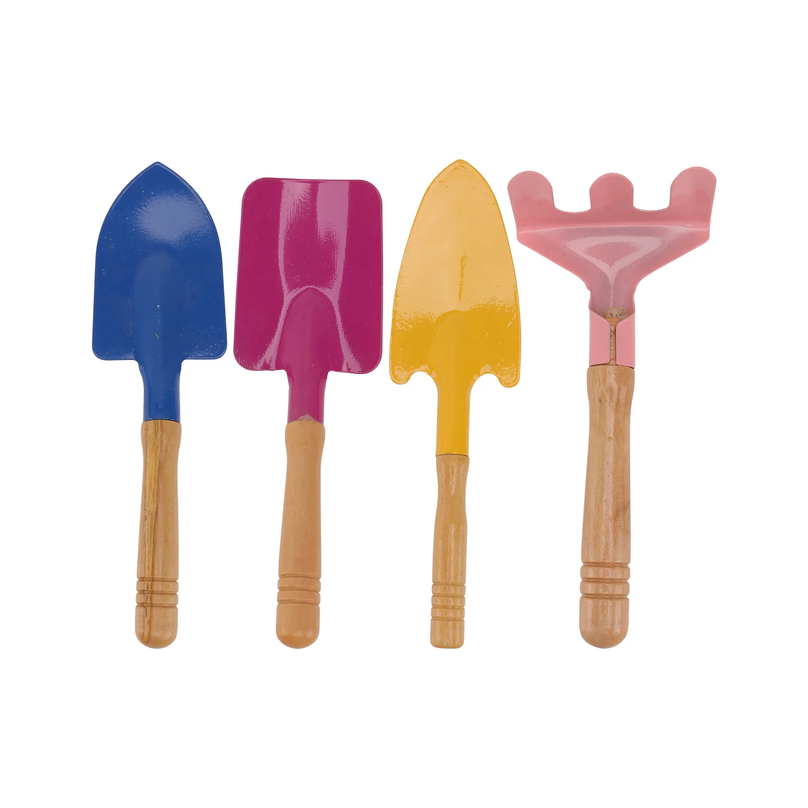 Small Set of Four Colorful Garden Tools Household Shovels Iron Trowel Handy Mini Metal Beach Toys Kids