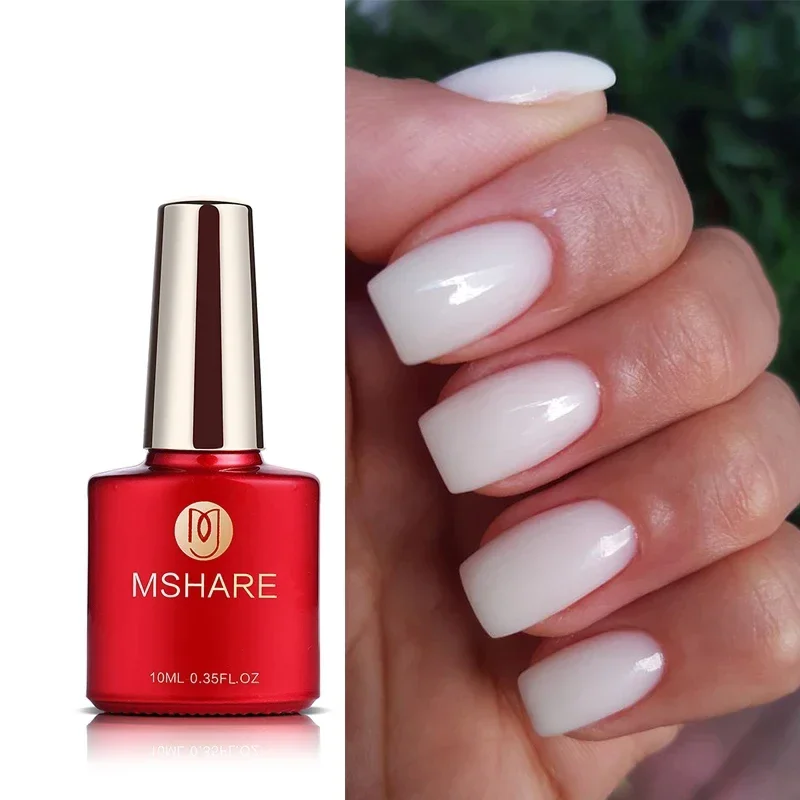 

MSHARE Milky White Builder Nail Extension Gel in A Bottle 10ml Self leveling Nails Quick Building Clear Pink UV Led Gel