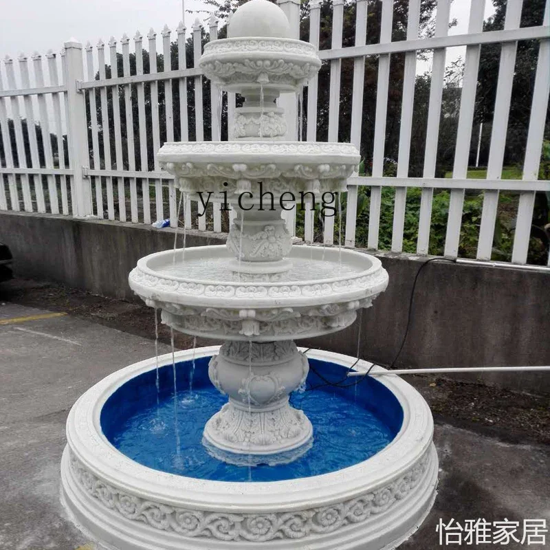 

large flowing water fountain courtyard three-story water view villa garden fish pond landscape decoration ornament