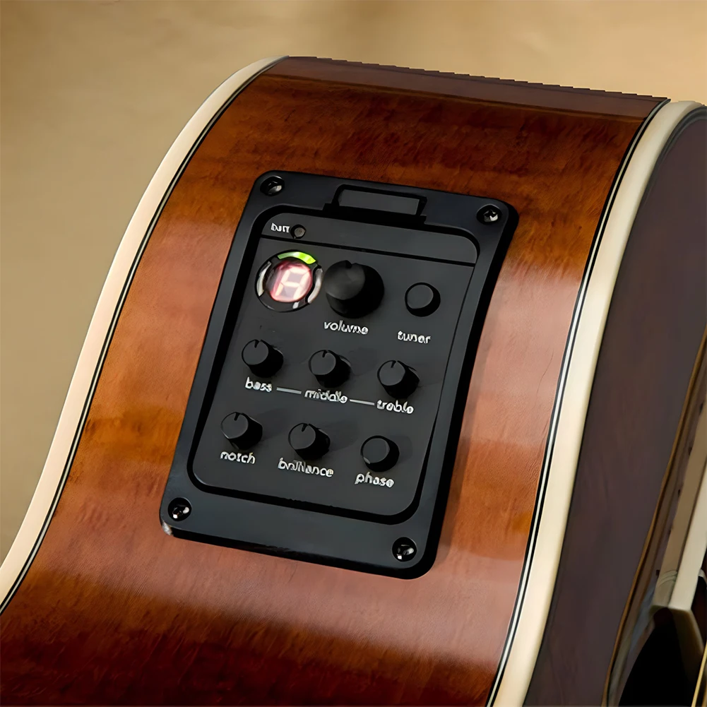 201 afinador de guitarra acústica clássica eq captador piezo pré-amplificador de guitarra acústica equalizador de 4 bandas microfone mistura pré-amplificador para fishman presys +