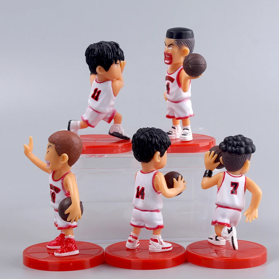 5pcs SLAM DUNK Anime Figure Sakuragi Hanamichi Rukawa Kaede Akagi Takenori Action Figures Model Dolls Kids Toys Cake Decoration