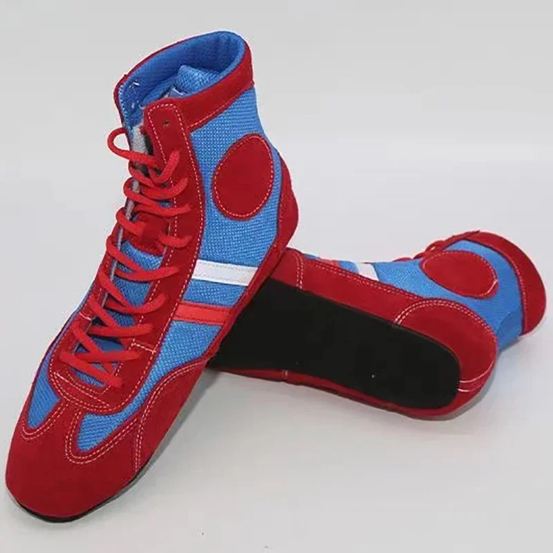 

2026 New Small Size 30-44 Children Sambo Boots Adult Soft Sole Indoor Suede Upper Wrestling Shoes Breathable Competition Boxing