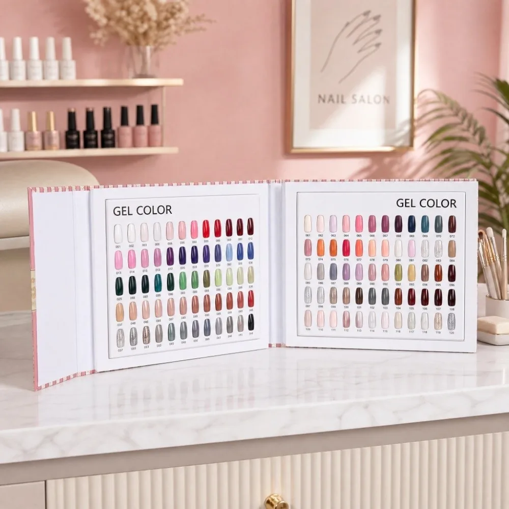 

120 Colors Nail Color Display Book Striped Color Card High Grade Nail Polish Gel Color Card Pattern Display