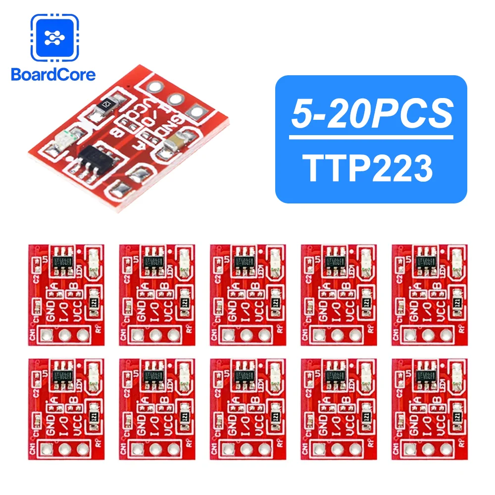 

5/10/20 шт. TTP223 2,5-5,5 В, модуль сенсорной кнопки, одноканальный сенсорный переключатель с функцией самоблокировки для Arduino