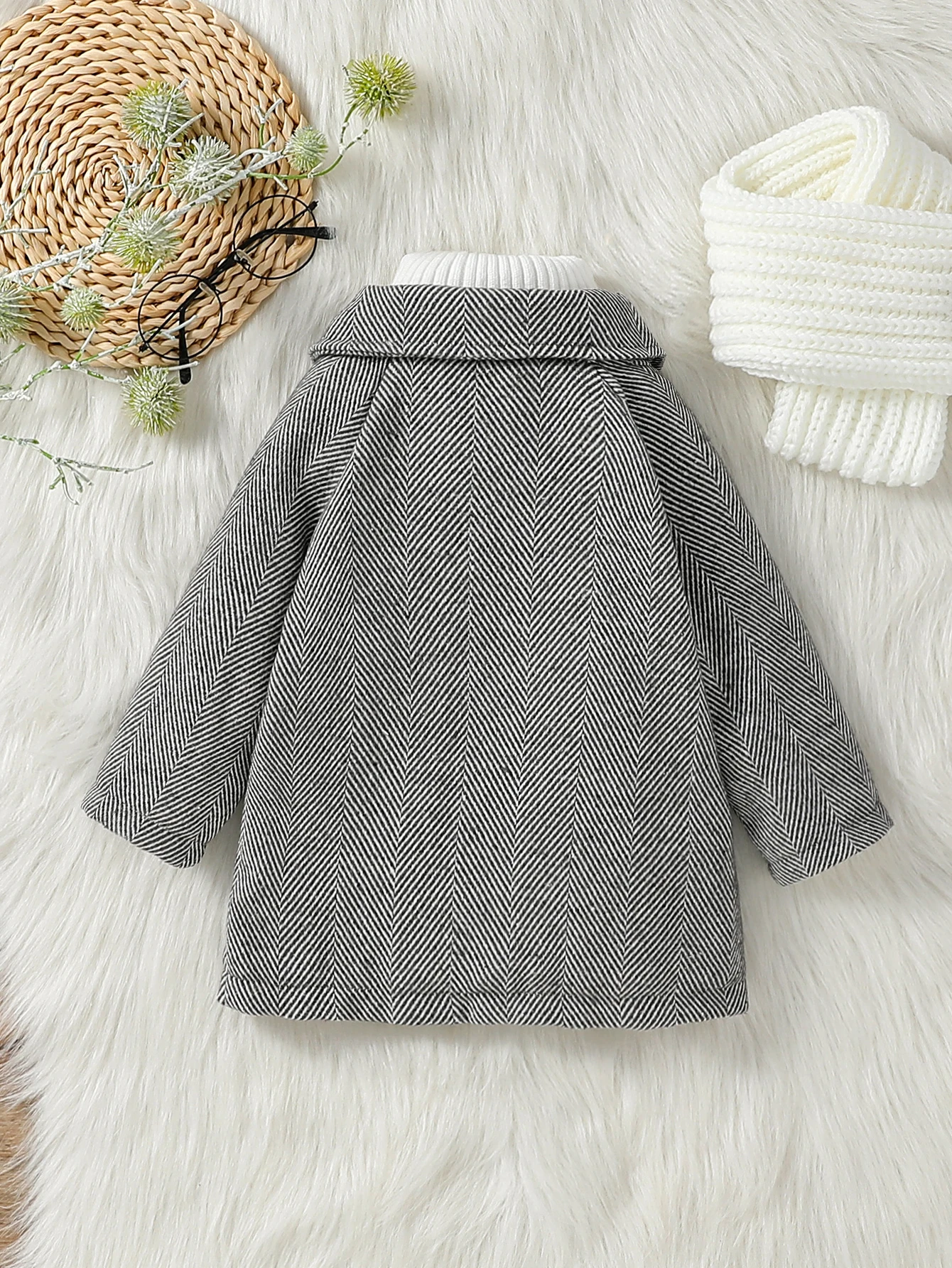 2024 New  Baby Boys 1-3Y Fall/Winter Long Sleeve Plush Warm  Jacket With Button For Chinese Style Outdoor Wear