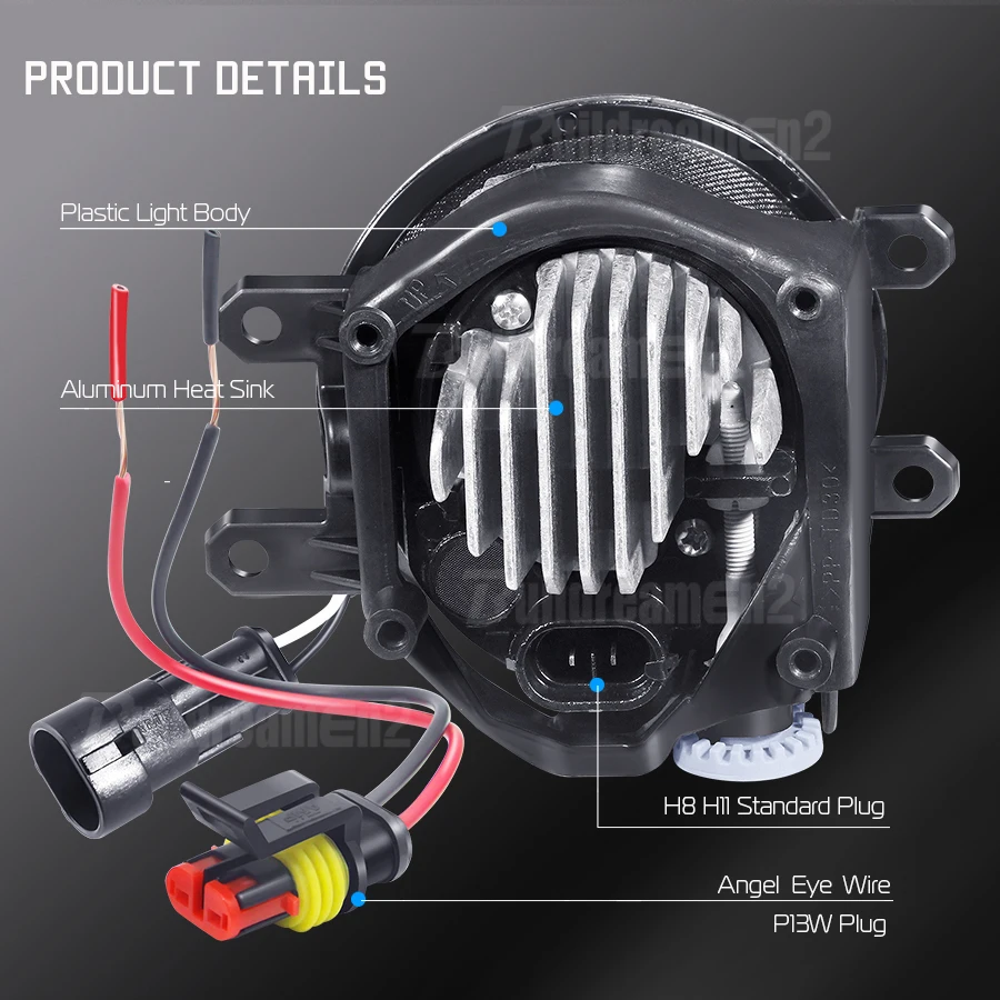 2X40W Angel Eye Fog Light Assembly Car LED Fog Daytime Running Lamp DRL H11 12V per Toyota Previa Estima XR50 2006 2007 2008