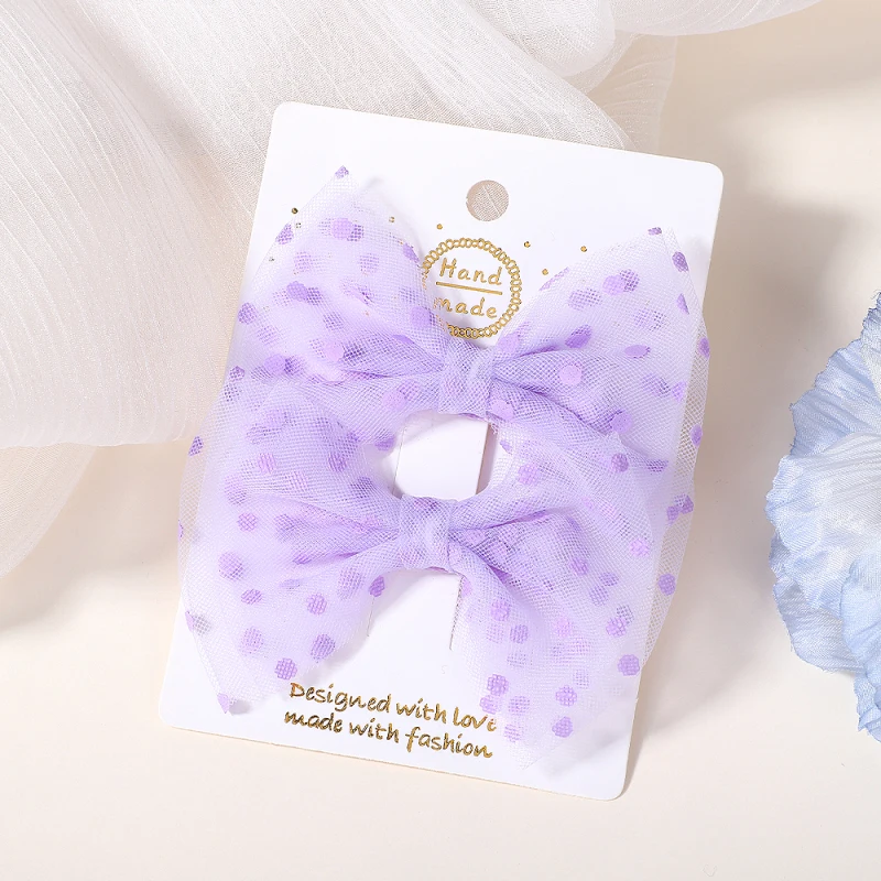 

2Pcs/set Polka Dot Hair Bows Hair Clips for Girls Children Boutique Organza Bowknot Girl Lovely Hairgripes Hair Accessories