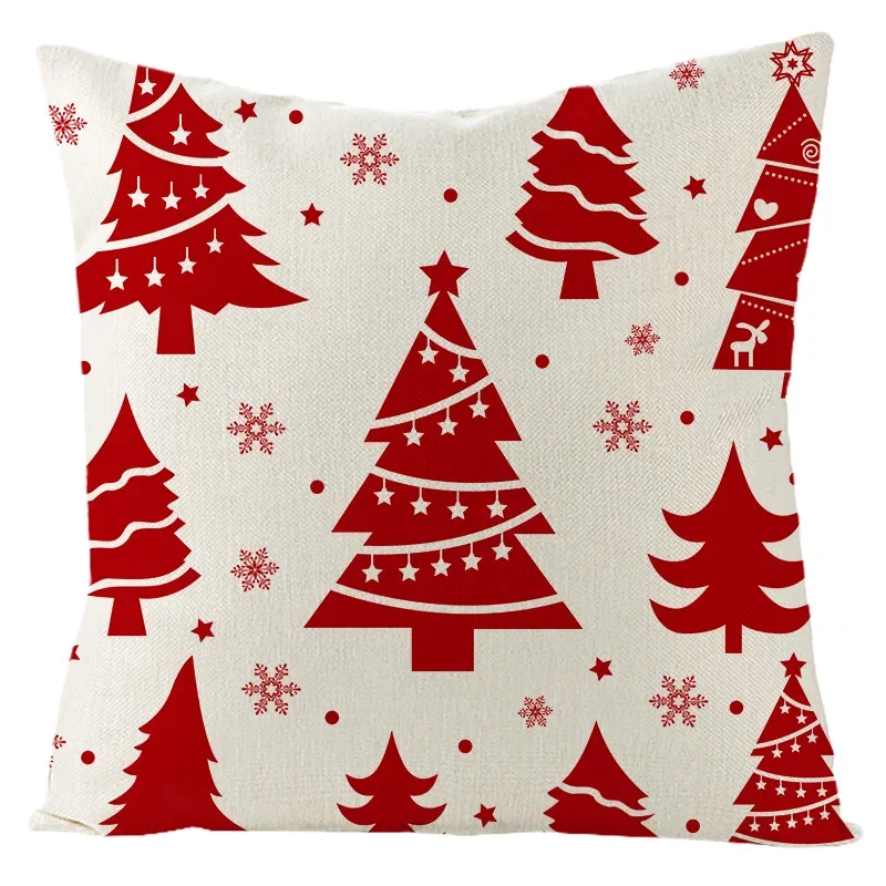 A Set of 4 Christmas Red Collection Pillowcase Holiday Home Decor Cushion Cover