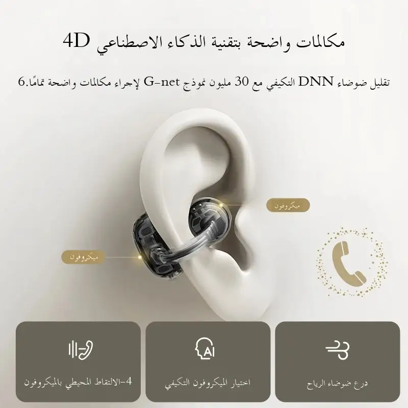 سماعات أذن لاسلكية Baseus MC1 Pro بتقنية البلوتوث 6.0، سماعات أذن مفتوحة فائقة الدقة، سماعات أذن علوية مع 4 ميكروفونات وتقنية إلغاء الضوضاء ENC - 5