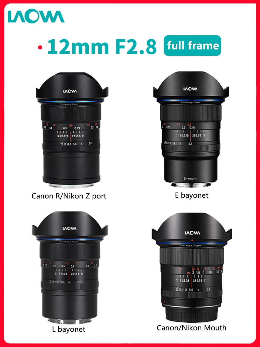 Laowa 12mm f2.8 Full Frame Super Ultra Wide Angle Lens for Sony E/A  Canon RF/EF Nikon F/Z Pentax Leica Pentax Mount Camera